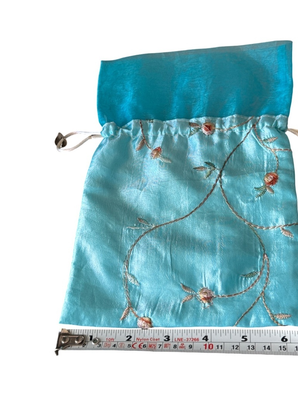 Source Unknown Turquoise Embroidered Drawstring Pouch - Picture 3 of 4